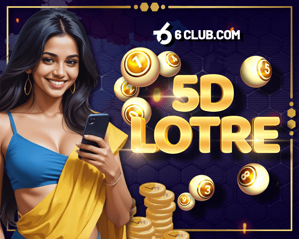 6Club 5D Lotre game with Indian woman holding smartphone and lottery balls.